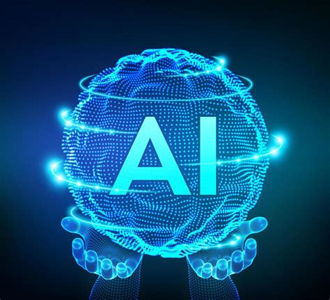 ai logo de inteligencia artificial en las manos. concepto de inteligencia artificial y ...