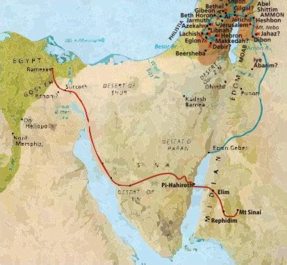 Map Israelites Crossing Red Sea