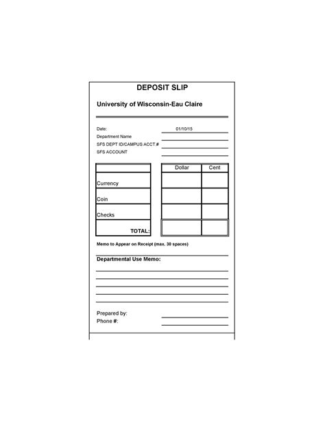 Printable Bank Deposit Slip