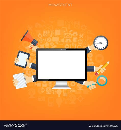 Flat management background Business and marketing Vector Image