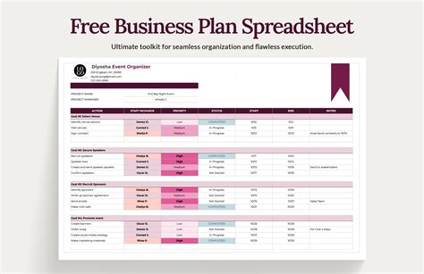 Free Business Plan Spreadsheet - Google Sheets, Mp4, Excel | Template.net