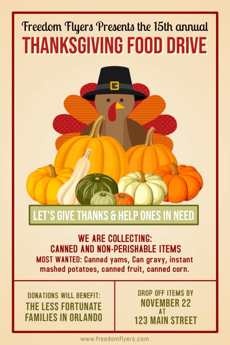 Thanksgiving Food Drive Poster Template | PosterMyWall