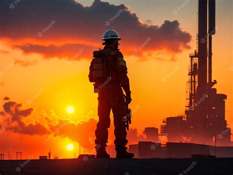 Premium AI Image | silhouette of a construction worker at sunset