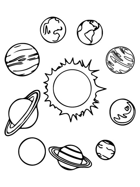 Simple Solar System's Planets Coloring Page - Free Printable Coloring Pages for Kids