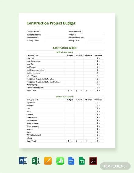 Project Budget Template Excel Free Database