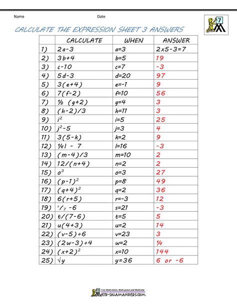 7Th Grade Math Worksheets Printable With Answers / Math worksheets for 7th graders printable ...