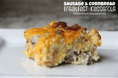 Sausage & Cornbread Breakfast Casserole | Mix and Match Mama