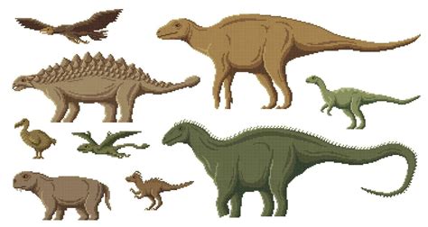 píxel Arte dinosaurio, 8 bits juego dino caracteres 24394870 Vector en Vecteezy