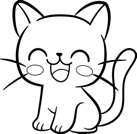 vector meow. Cute cartoon kitten. Black and white line drawing for children's coloring books ...