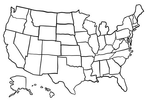 50 States Map Blank Printable