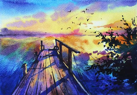 Watercolor Sunset For Beginners at PaintingValley.com | Explore collection of Watercolor Sunset ...