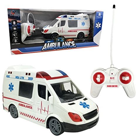 Large RC Remote Control Rescue Ambulance Toy Emergency Vehicle with Opening Doors, Siren and LED ...