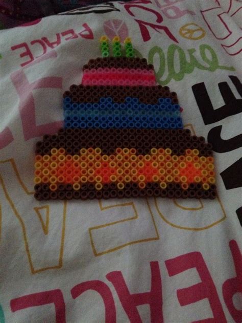 Birthday Cake Perler Bead Design | Perler beads designs, Bead designs, Perler beads