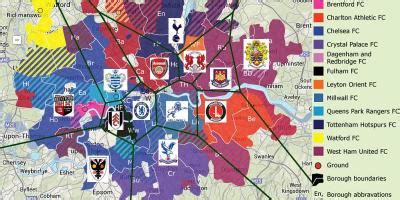 London football clubs map - London football teams map (England)