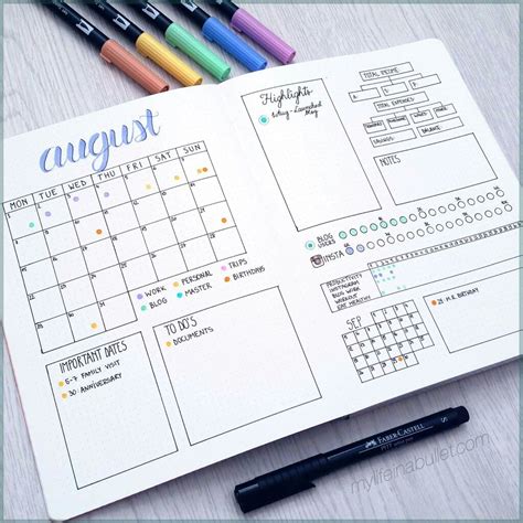 Favorite Bullet Journal Monthly Spread Running Log Dot Grid Spiral Notebook A4