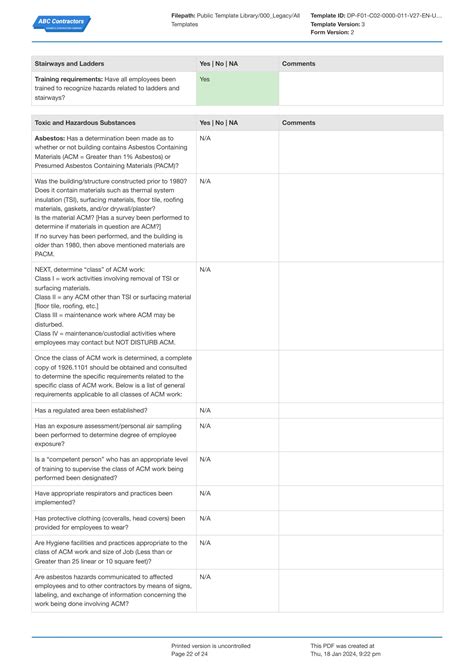 Free digital OSHA Construction Site Safety checklist template