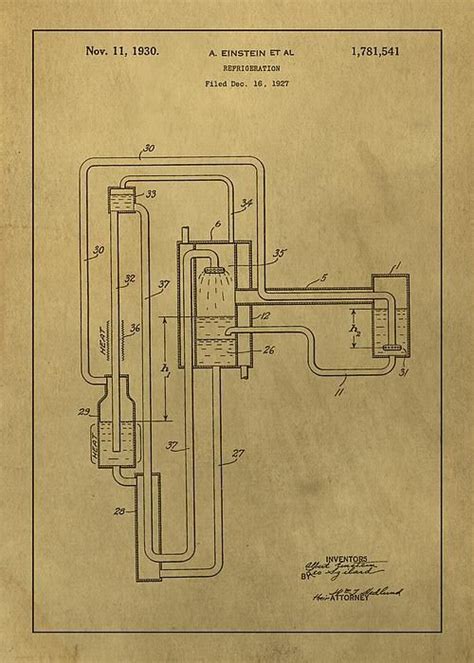 Einstein Refrigerator Patent by Dan Sproul | Patent drawing, Einstein, Fine art america