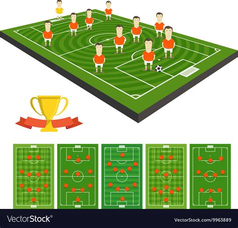 Soccer team clip-art with different strategy Vector Image