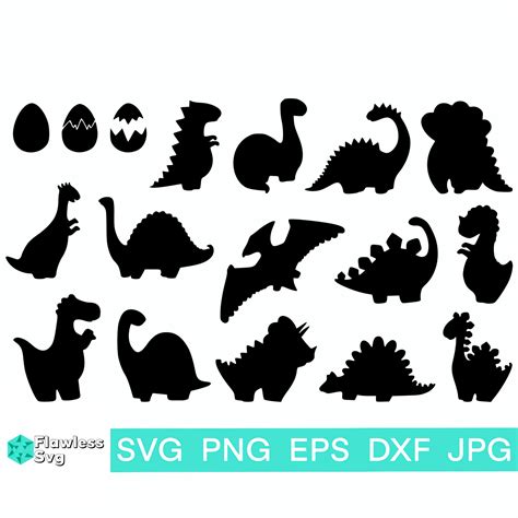 Dinosaur Silhouette SVG Digital Download File for Cricut or Silhouette, Cute Baby Dinosaur SVG ...