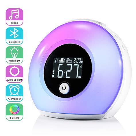 Wake Up Light Alarm Clock Kids Night Light Digital Clock Bluetooth Speaker Lamp | eBay