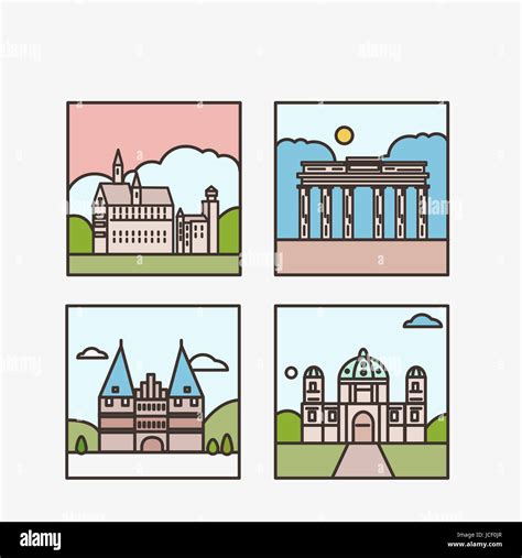 Illustrations of landmarks in Germany Stock Photo - Alamy