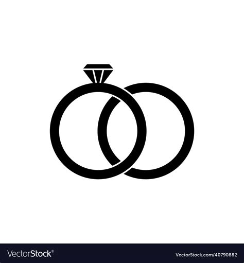 Wedding rings silhouette icon Royalty Free Vector Image