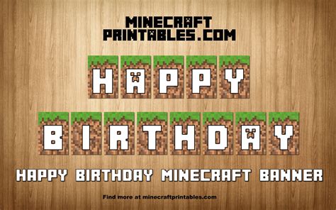 Birthday Banner - Printable Minecraft Happy Birthday Banner