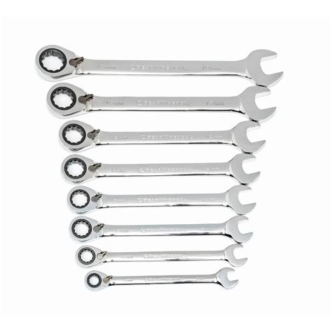 GearWrench Metric Reversible Combination Ratcheting Wrench Set (8-Piece)-9543 - The Home Depot