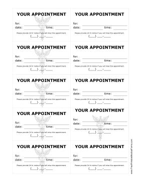 Printable Doctor Appointment Treatment Reminder Cards