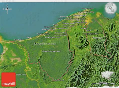 Satellite 3D Map of Brunei