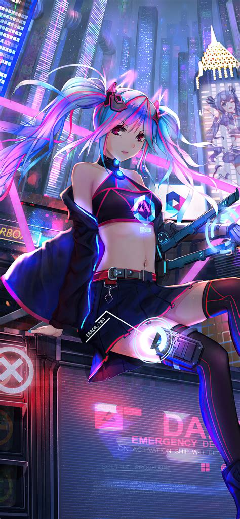 1125x2436 Anime Cyber Girl Neon City Iphone XS,Iphone 10,Iphone X HD 4k Wallpapers, Images ...