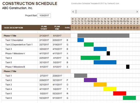 Construction Job Schedule Template