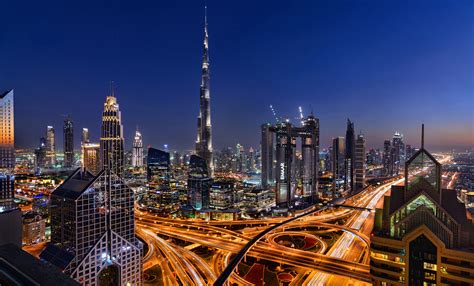 City Dubai Highway Light Night Skyscraper United Arab Emirates Wallpaper - Resolution:2048x1236 ...