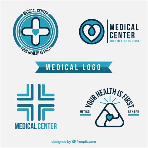 Premium Vector | Blue medical logos