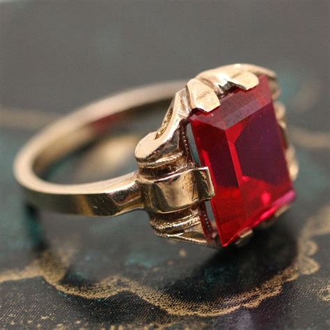 1930's 10K Synthetic Ruby Ring – Pippin Vintage Jewelry