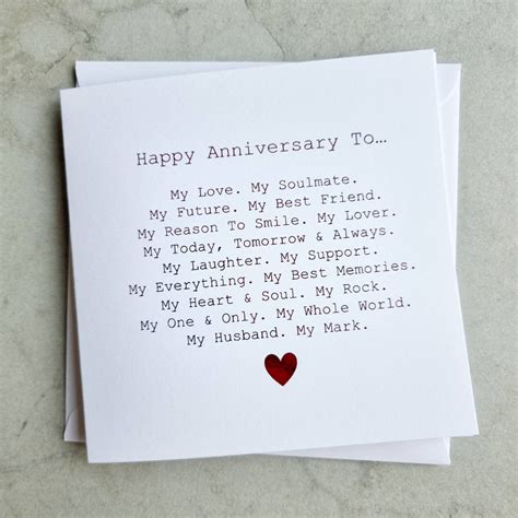 Poem Husband Anniversary Card Romantic Anniversary Card for - Etsy UK