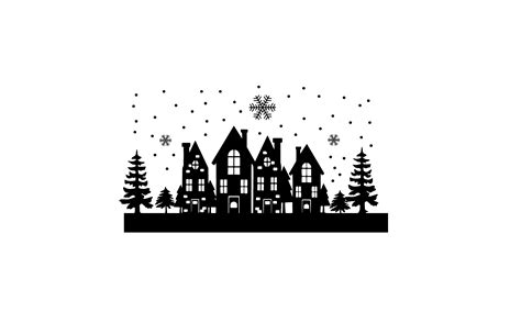 Christmas Village Silhouette Graphic by st · Creative Fabrica