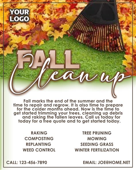 Fall Clean up Flyer and Instagram Post, Editable Photoshop Template, Instagram Post, 3 Verions 9 ...