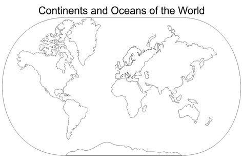 Continents And Oceans Printable Map