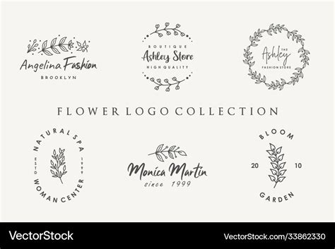 Flower logo collection with minimalist style Vector Image