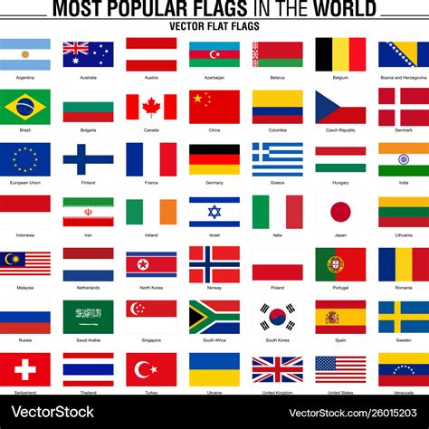 Collection flags most popular world flags Vector Image