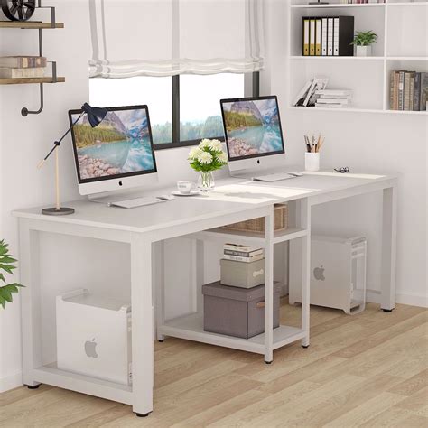 Tribesigns 78’’ Computer Desk, Extra Large Two Person Office Desk with Shelf, Double Workstation ...