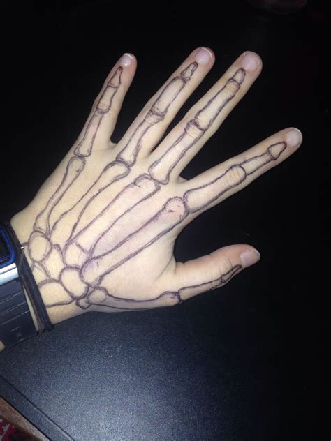 Skull Hand Drawing On Hand