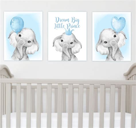 Baby Boy Nursery Wall Art, Baby Elephant Wall Art Elephant Decor, Baby Shower Gift, Baby Animals ...