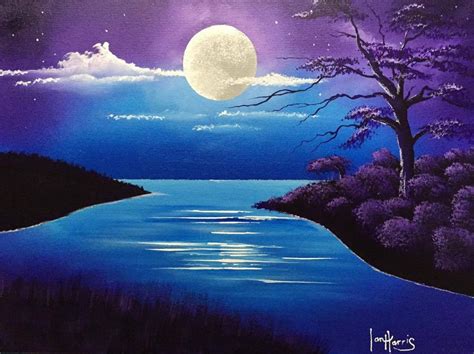 Night Sky Moon Painting at PaintingValley.com | Explore collection of Night Sky Moon Painting