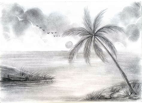 Drawing Of Nature With Boat By Pencil Shading Drawing Scenery ... | Drawing scenery, Landscape ...