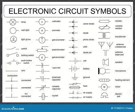 Set of Electronic Circuit Symbols Stock Vector - Illustration of code, positive: 77183273