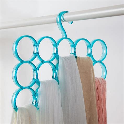 1PC Plastic 15 Rings Scarf Hanger Organizer European Simple 3Pole Ties Scarves Belts Shawl Towl ...