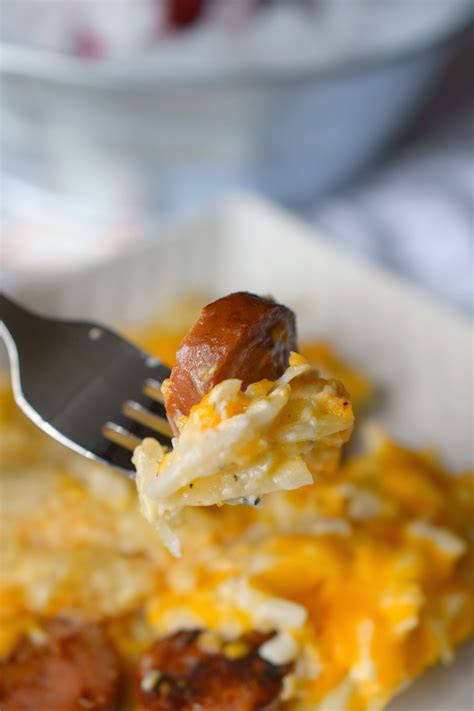 Slow Cooker Smoked Sausage Cheesy Potatoes - Who Needs A Cape?