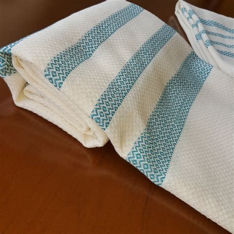 Turkish Bath Towels Peshtemal Set Blue Striped by zeytinhomedecor